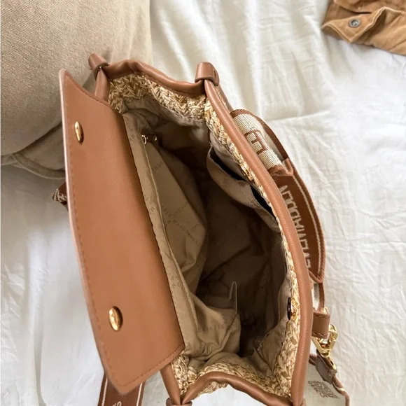 Steve Madden Brown Woven Logo-Trim Crossbody Bag - Picture 6 of 6